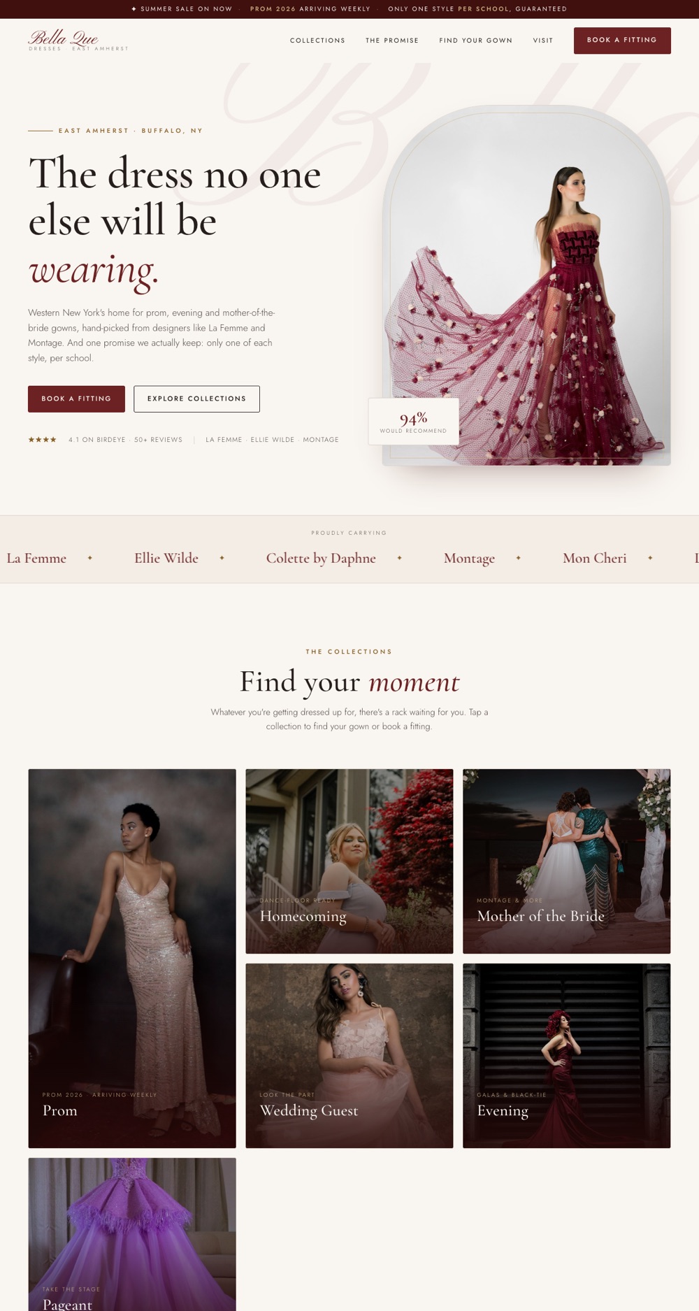 Bella Que eveningwear website