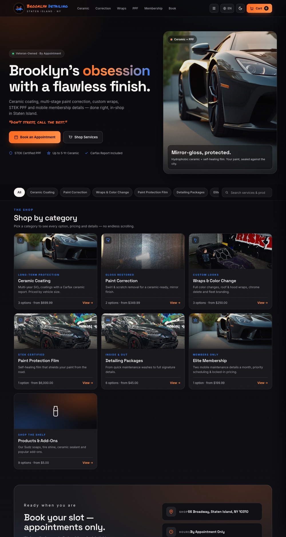 Brooklyn Detailing auto detailing and PPF website