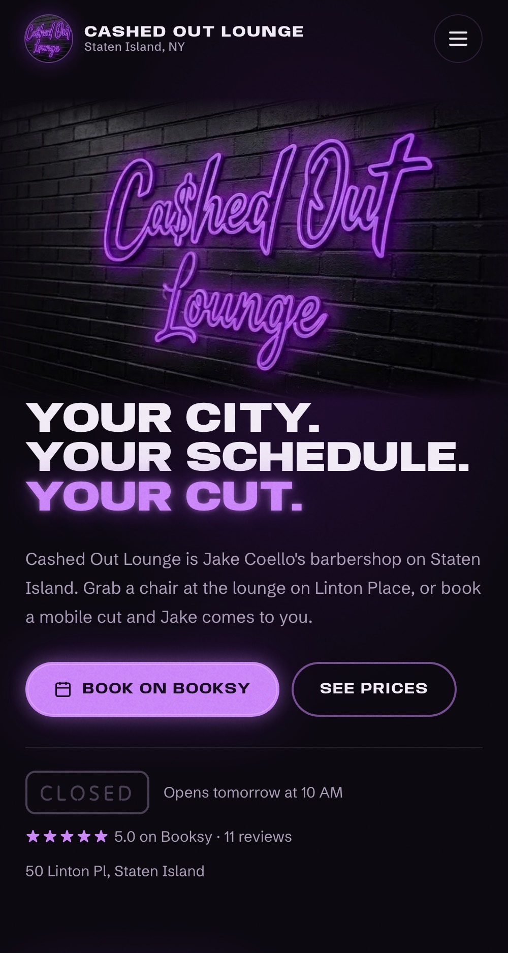 Cashed Out Lounge website, built by 786 Scales