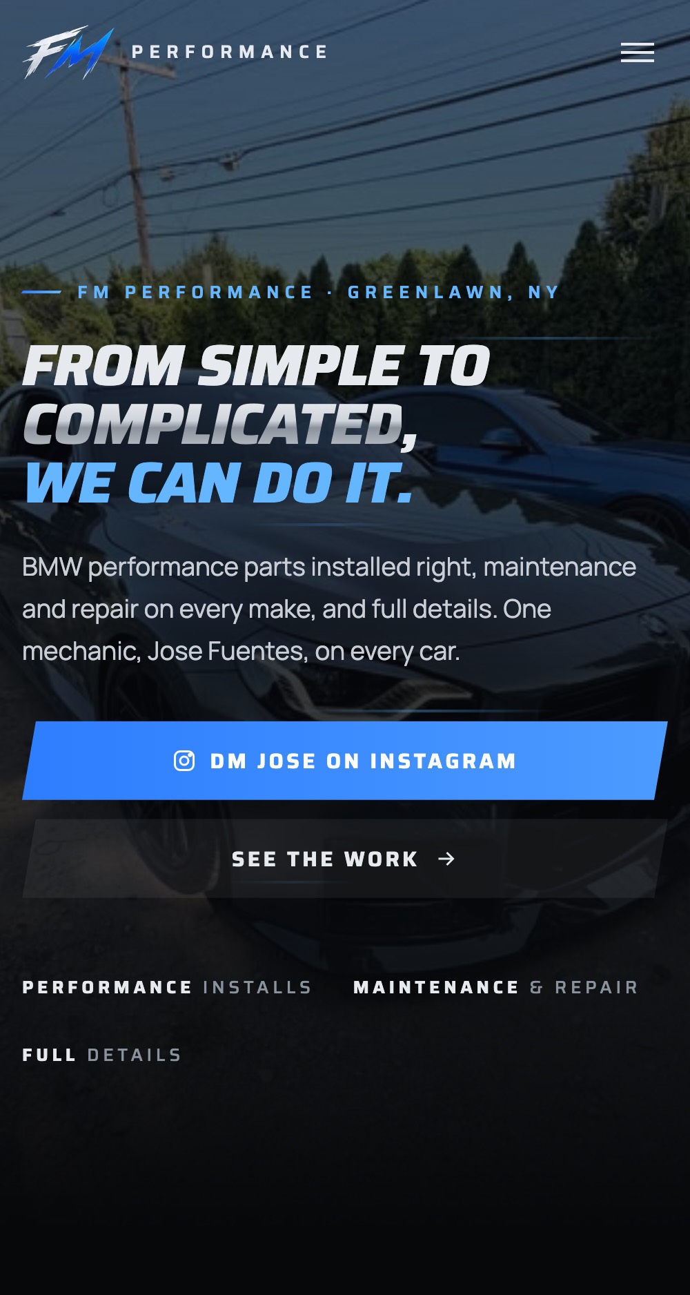 FM Performance website, built by 786 Scales