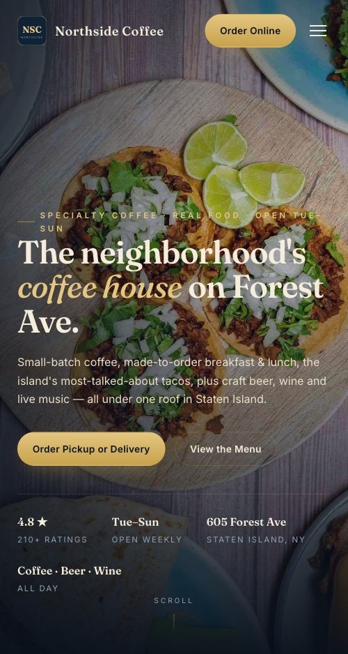 Northside Coffee website, built by 786 Scales