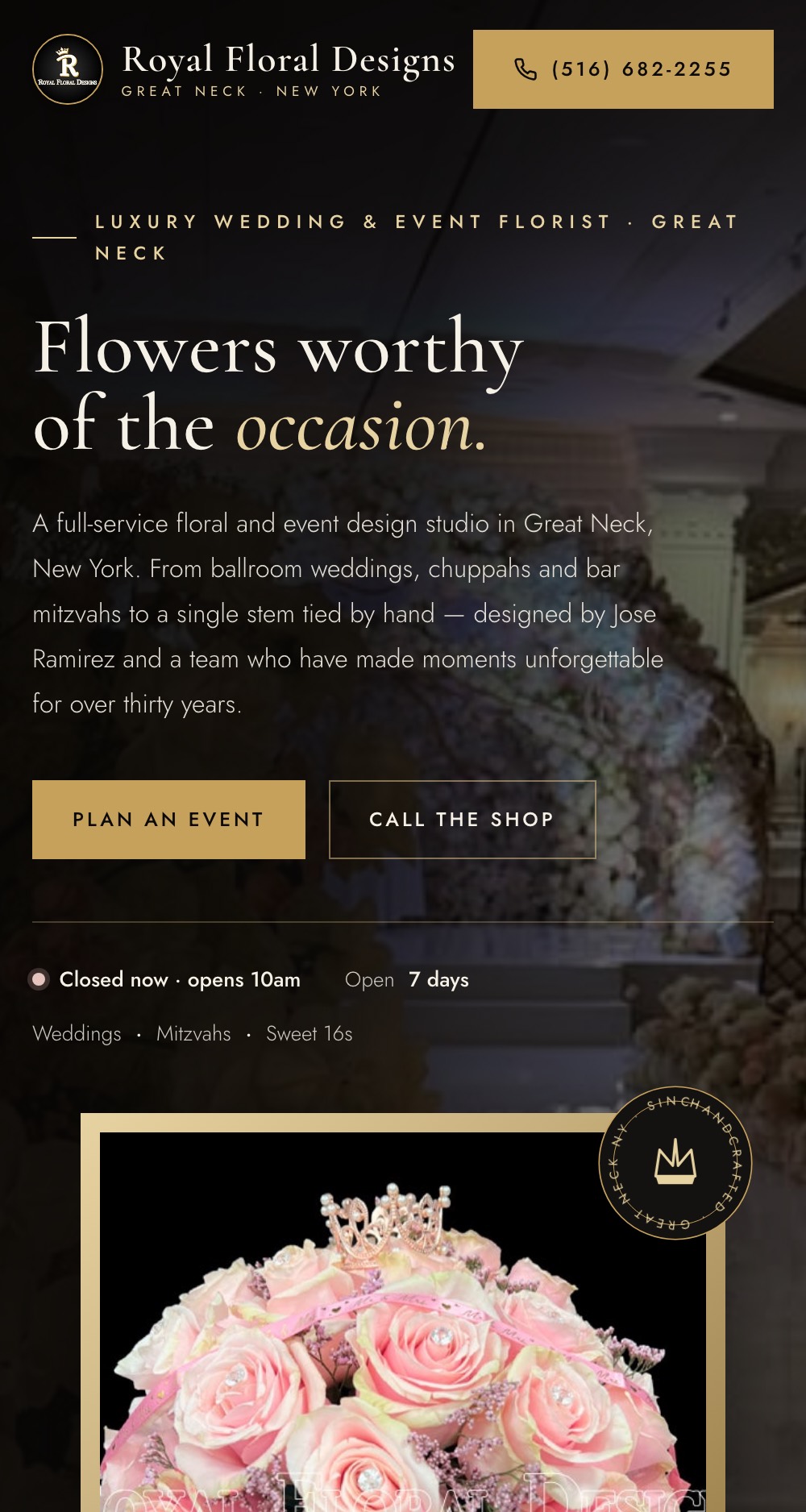 Royal Floral Designs website, built by 786 Scales
