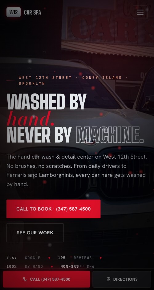W12 Car Spa hand car wash and detail center website in Brooklyn, NY